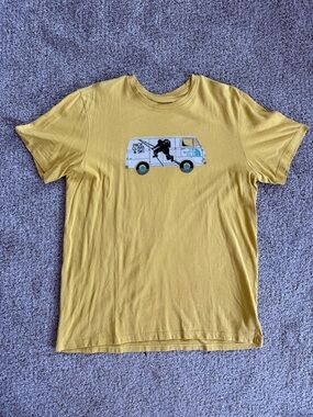 The North Face Yellow Graphic Tee with Van Illustration